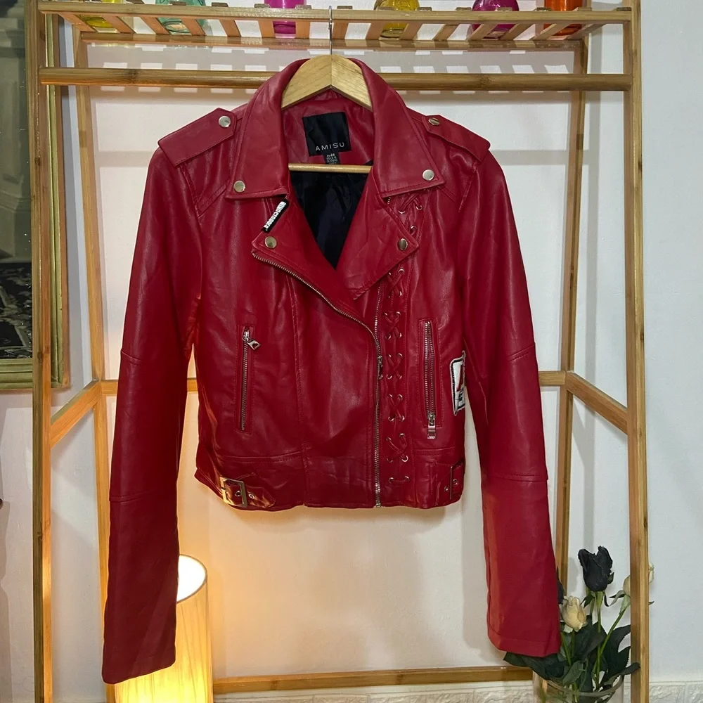 Amisu Leather Jacket. Size- 40 (Fit M-L) - Picture 5 of 9